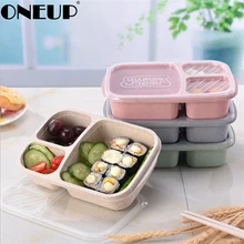 Onging blé paille boîte à déjeuner 2020 santé 3 grille étudiant Portable récipient de stockage de nourriture micro-ondable écologique sans BPA pique-nique