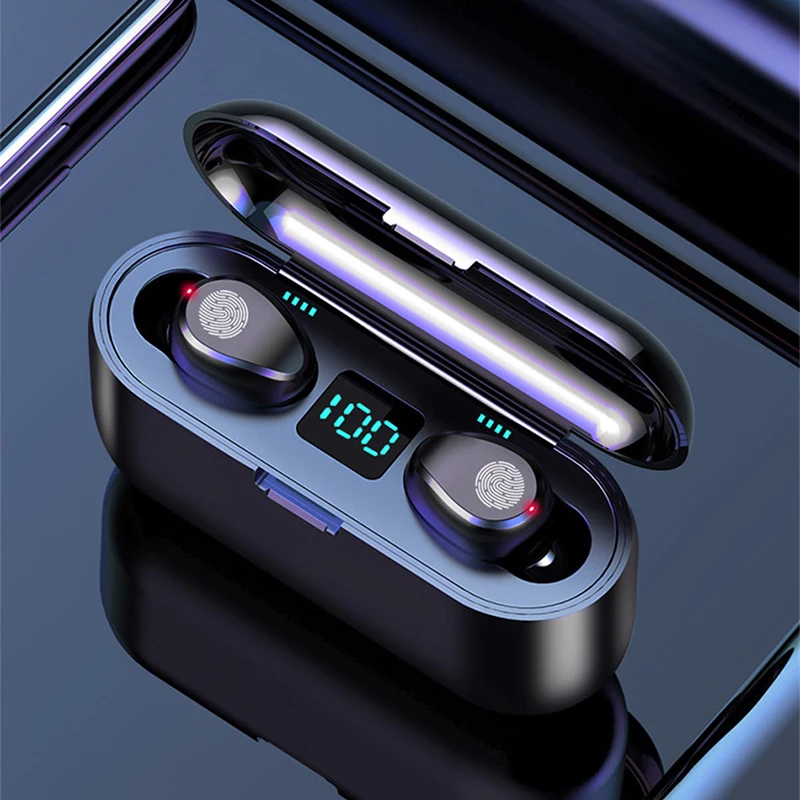 Wireless Earphone Bluetooth F9TWS with LED Display 2000mAh Power Bank Headset With Microphone