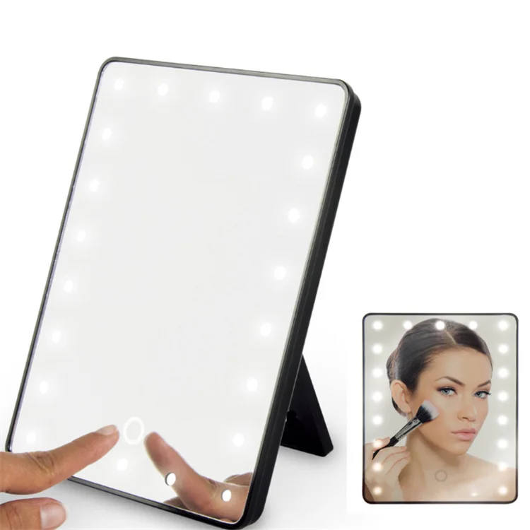 Dual Use Foldable LED Cosmetic Mirror Touch Screen Dimmer Switch USB Desktop Bathroom Mirrors