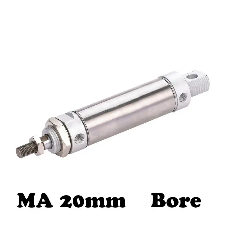

Free shipping Mini cylinder stainless steel MA 20mm Bore Cylinder 25/50/75/100/125/150/175/200/250/300mm