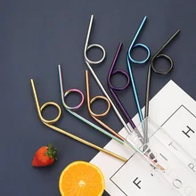 Creative 304 Stainless Steel Curved Straws Tableware Reusable Food Grade Metal Plated Beverage Straws