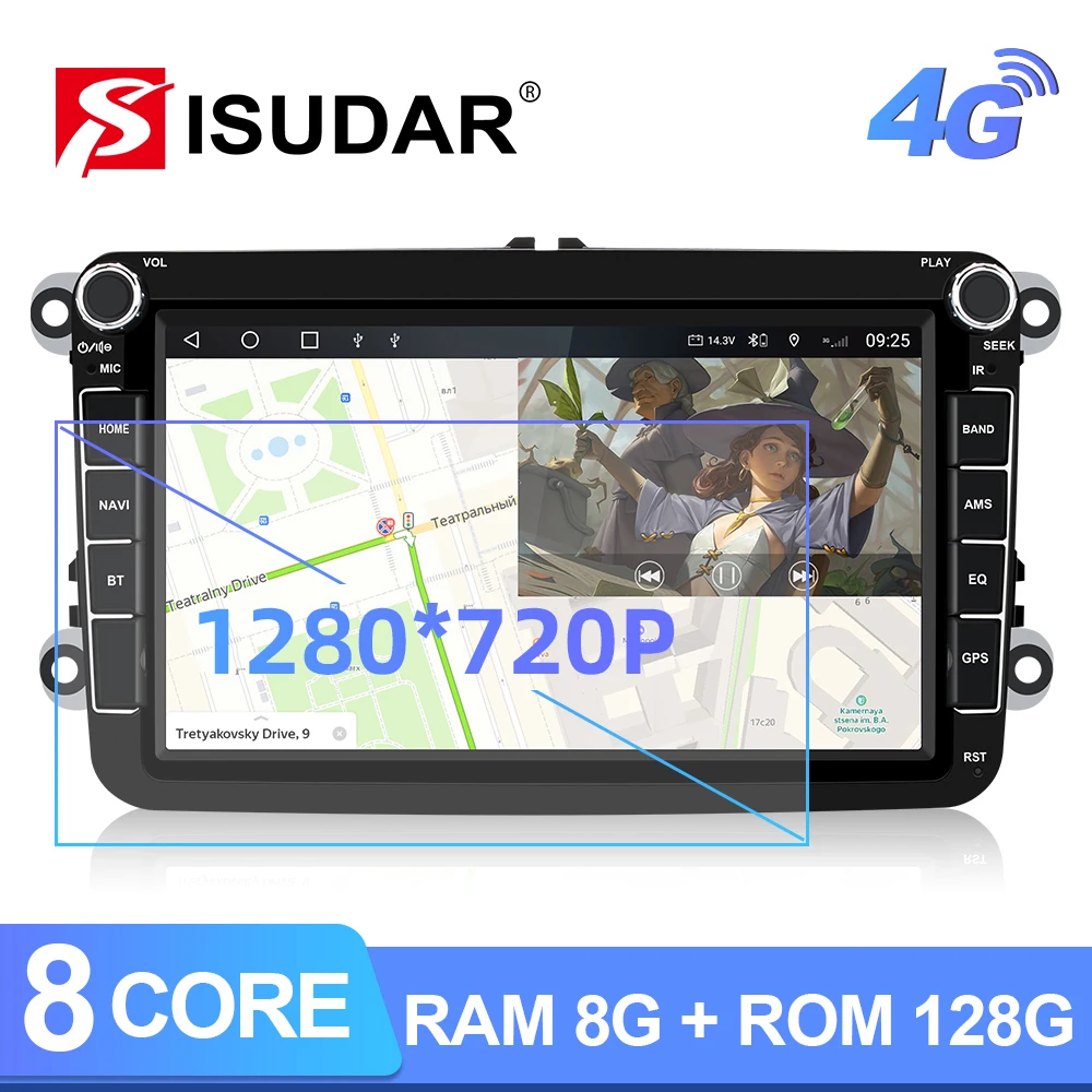 Isudar-Autoradio Android 10, T72, GPS, lecteur audio, 2 DIN, pour voiture VW /Volkswagen, Polo, Passat Gods, B7, Golf, Tiguan, Skoda - AliExpress