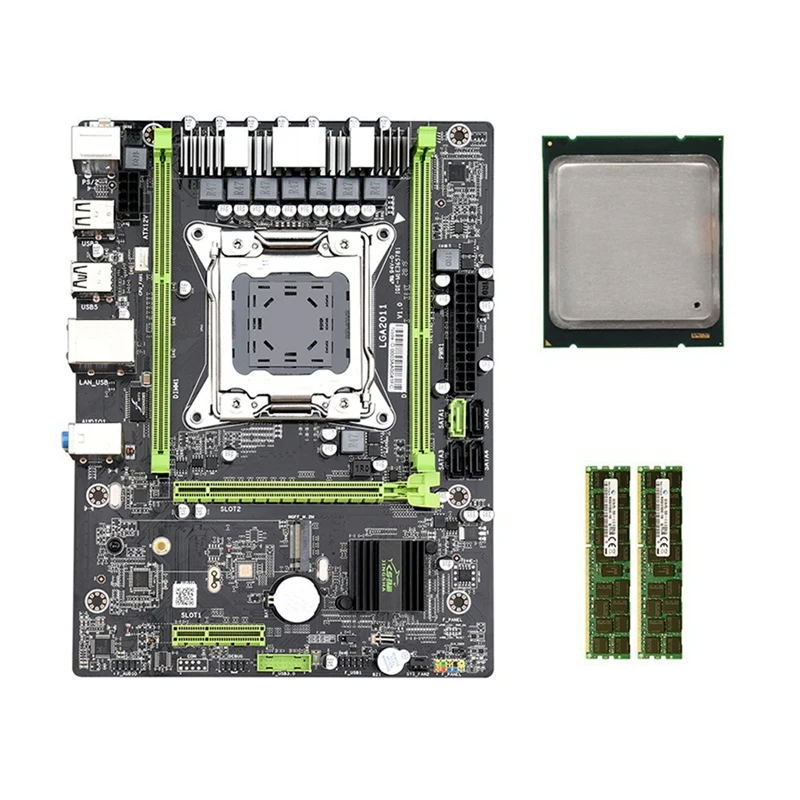 

X79 M2 3.0 LGA2011 Motherboard Support NVME M.2 SSD SATA3.0 SATA2.0 USB3.0 with E5 2650 CPU 2x4G 1600 ECC Memory
