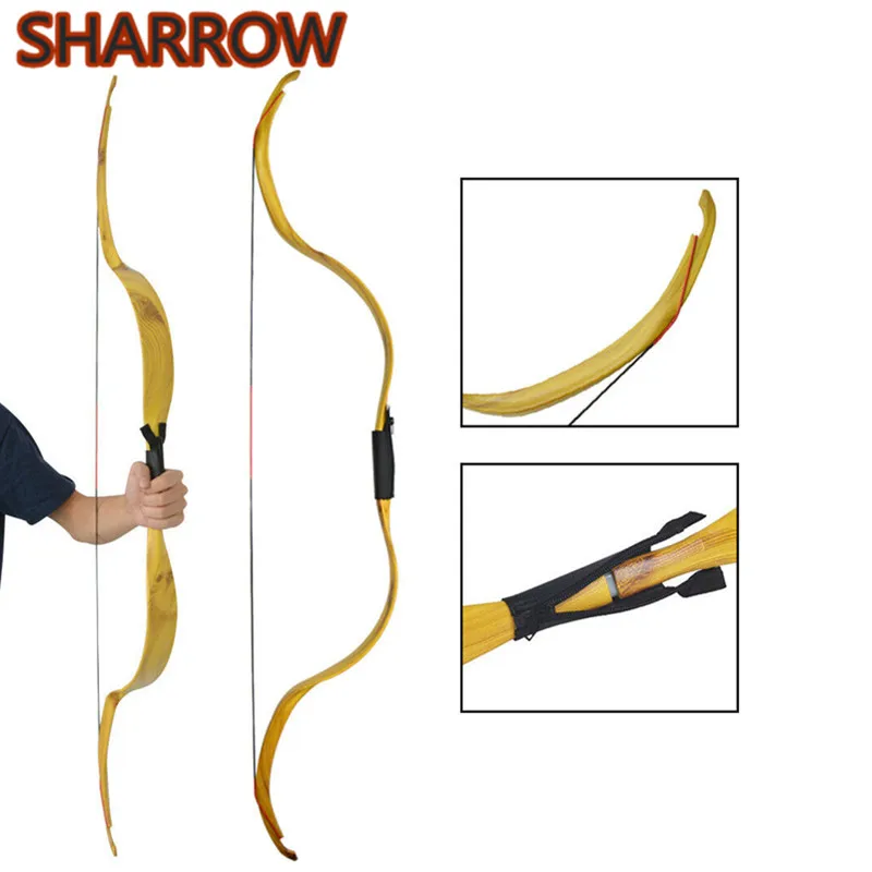 Arc Long Traditionnel TOPARCHERY 54" (20-35lbs) - Bois Naturel, Pour Droitier, Chasse/loisir