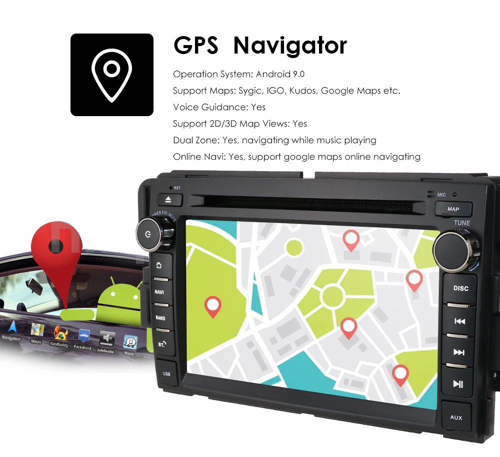 Top 7"PX5 4G+64G Head Unit Android Car Radio Stereo Audio GPS Navigation For Chevrolet Traverse Tahoe Suburban GMC Multimedia player 3
