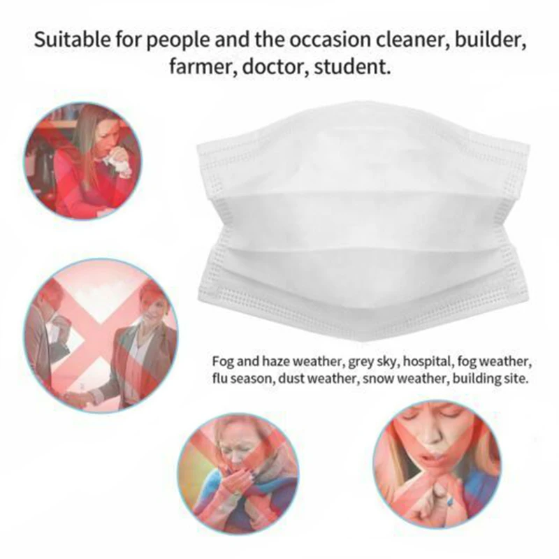 

10/50 PCS 3 Layers ffp3 Dustproof Facial Protective Cover Masks Anti-Dust Anti-Fog Disposable Printing Earloop Face Mouth Masks