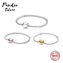 Мода Шарм серебро 925 копировальный браслет, регулируемый браслет с шармами цепи безопасности Сделай Сам браслет из бусин женский ювелирный подарок с логотипом