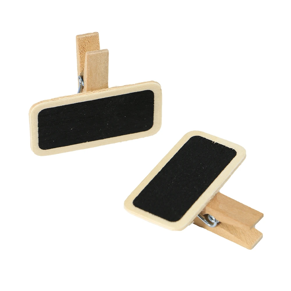 50 Mini Blackboard Wood Message Slate Rectangle Clip Panel Card Memos Label Plan Price Tag Display Snap Pot Flower Name Plate