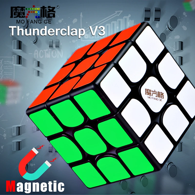 QiYi MoFangGe грома V3 м 3x3x3 Магнитная Волшебные кубики цветной Пазлы кубики Профессиональный магниты Скорость Cubo Magico 3x3