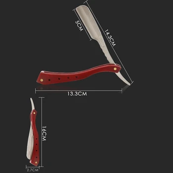 

Men's Razor Retro Manual Folding Wooden Handle for Blade Haircut Stainless Steel Knife Holder Free Case