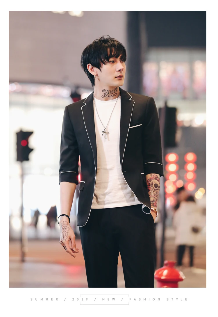 Мужские костюмы Slim Fit, комплект из 2 предметов, костюм Homme, белый, черный, свадебные смокинги для жениха, мужской деловой костюм с коротким рукавом, Terno