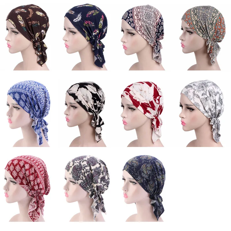 Multicolor Inner Caps for Hijab Bohemia print cotton Muslim Turban Bonnet Cover-up Wrap Head Hijabs Cap Africa Accessories