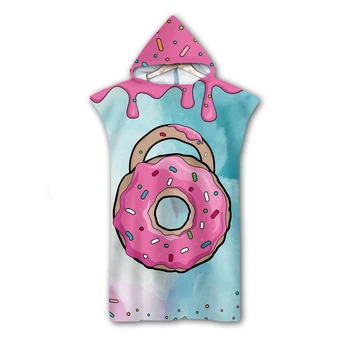 

3D Digital Printing Dessert donut Hooded Towel Wearable Bath Towel For Adults Flamingo Travel Microfiber Beach Towels Style-3