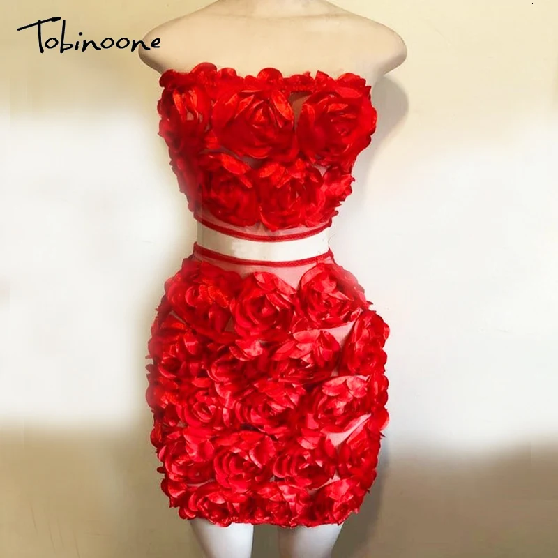 

Tobinoone off shoulder floral tube dress Women sexy high wasit hollow out mini dress Casual lady chic beach spring summer dress