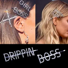 StoneFans Bling GLAM с надписью Boss rhinestone заколки для волос аксессуары для волос свадебные шпильки заколки для волос для женщин