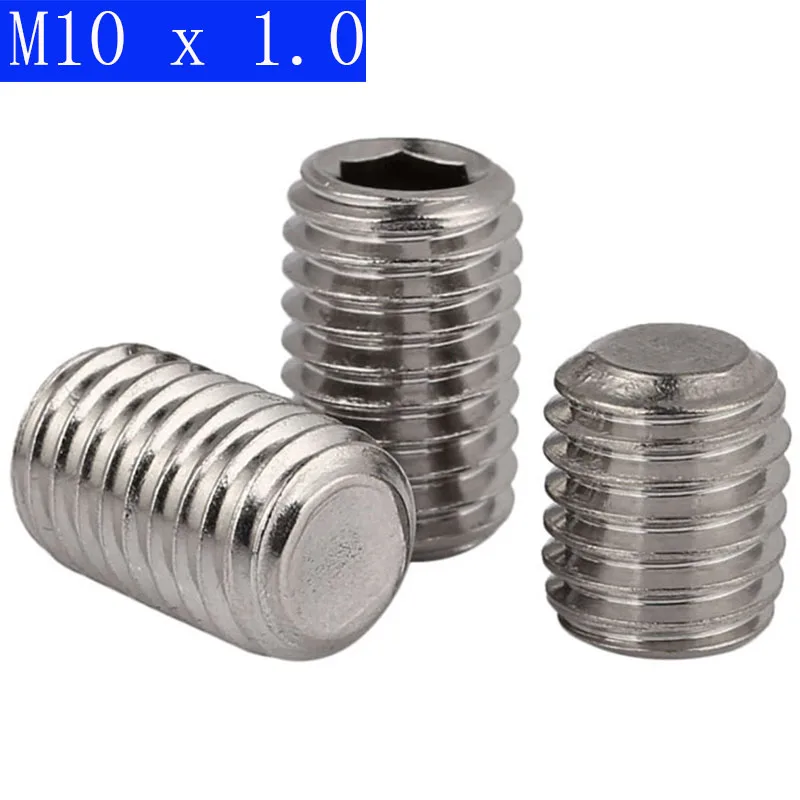 M10 x 1.0mm ( 10mm ) FINE PITCH Grub screws socket SET 304 stainless steel DIN 913 | Обустройство дома