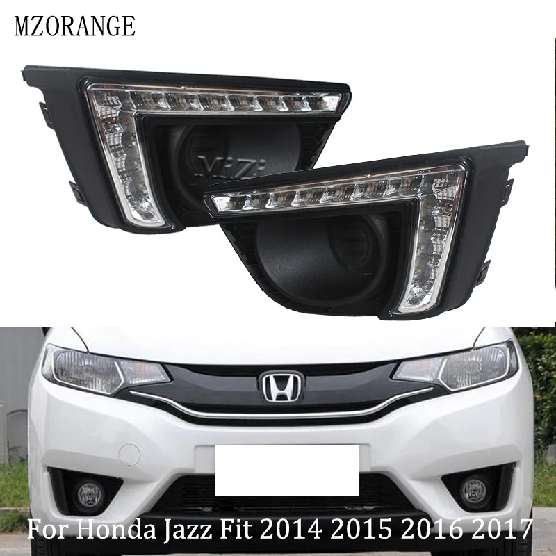 MZORANGE для Honda Jazz Fit желтое Сигнальное реле водонепроницаемый DRL 12 В Светодиодный дневной ходовой светильник противотуманная фара