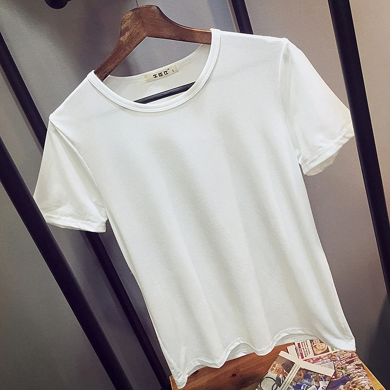 Оптовая продажа однотонные белые футболки мужская обычная футболка Homme с круглым