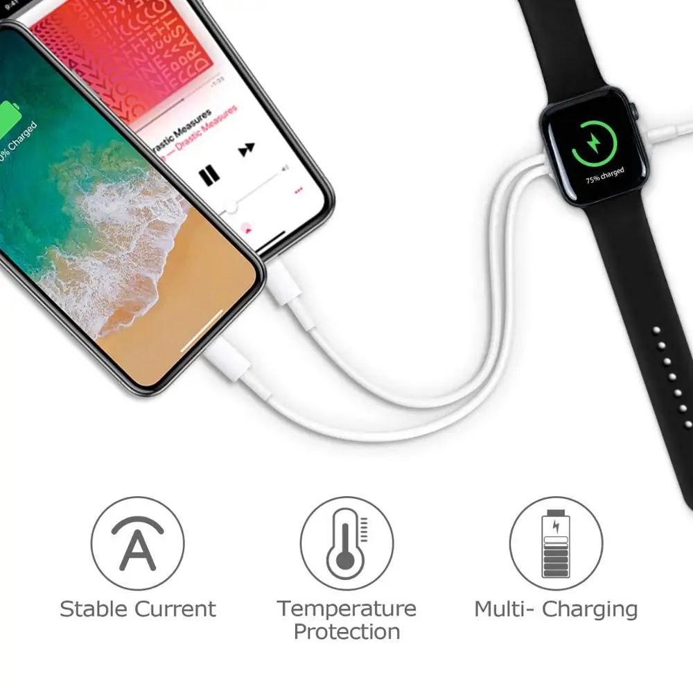 Hessy 3 в 1 Беспроводное зарядное устройство для Apple Watch 2 3 4 5 Быстрая зарядка 2 USB кабель для IPhone 8 XR 11 MAX IPad USB кабель для передачи данных