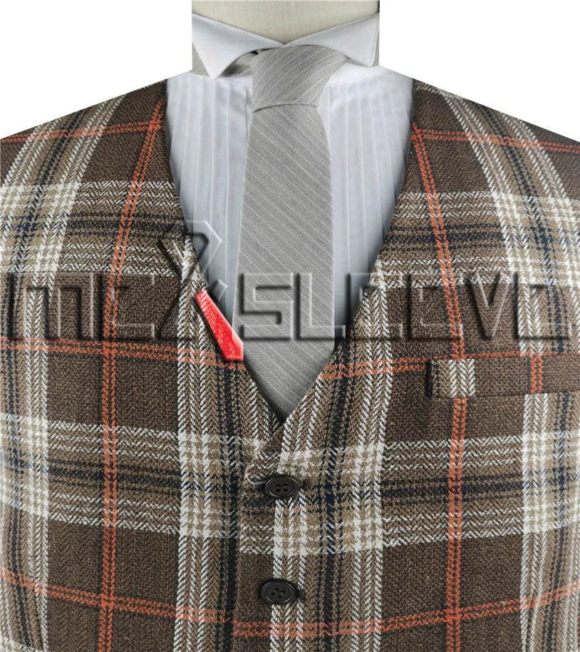 Мужской формальный костюм твидовая Сетка формальный бизнес на заказ жилет