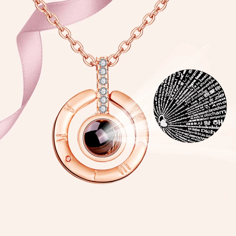 I-LOVE-YOU-In-100-languages-Projection-Necklace-For-Memory-Of-LOVE-Choker-Collier-Round-Shaped