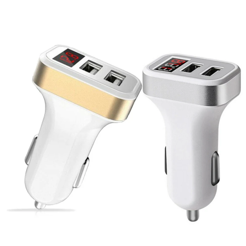Автомобильное зарядное устройство с двумя USB 24 Вт/2,1 а адаптер для быстрой зарядки практичная Безопасность цифровой дисплей универсальное автомобильное зарядное устройство для телефона