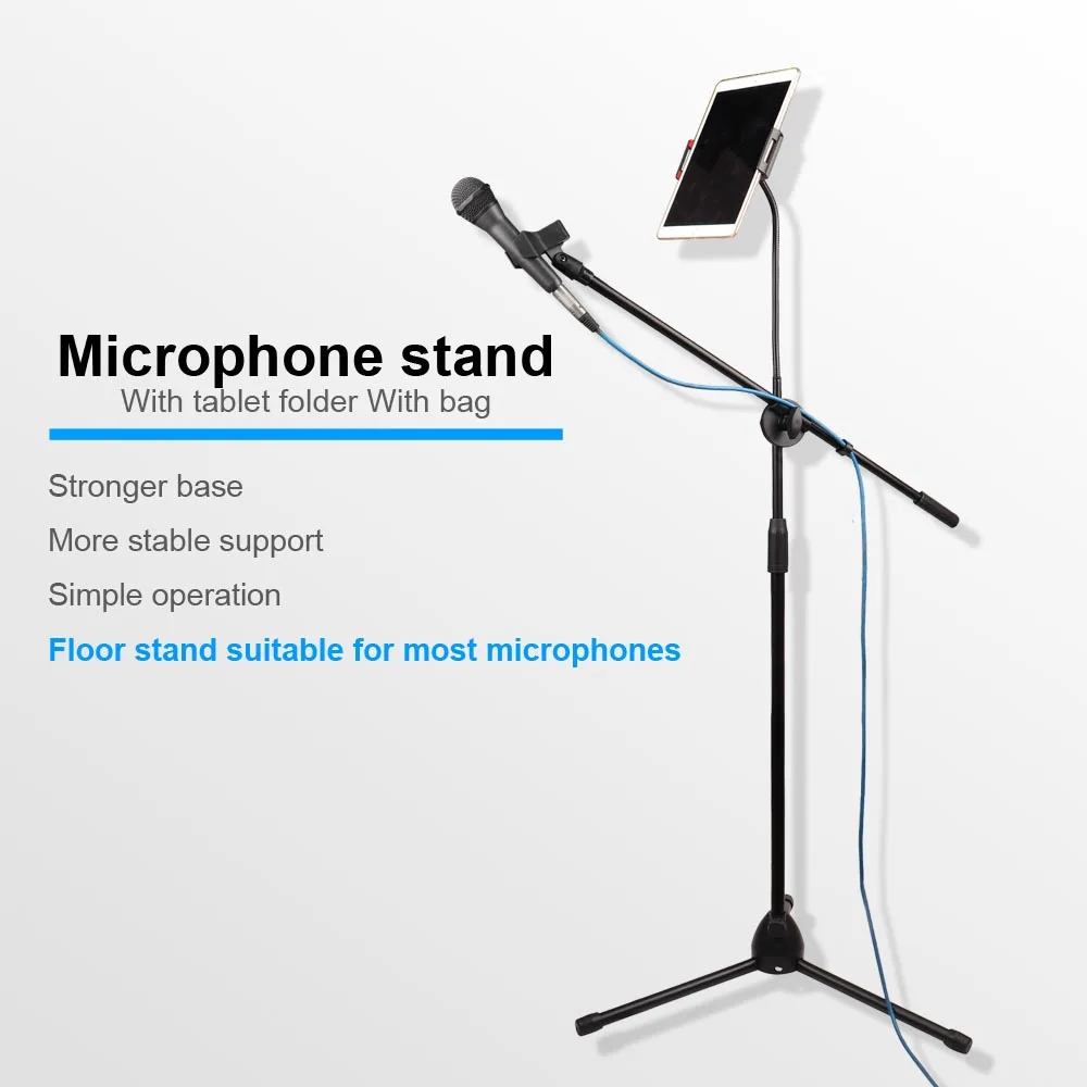 

Pro Music Adjustable Tripod Mic Microphone Boom Stand Holder with Table Phone Mount On Stage Portable for Live Broadcast Guitar