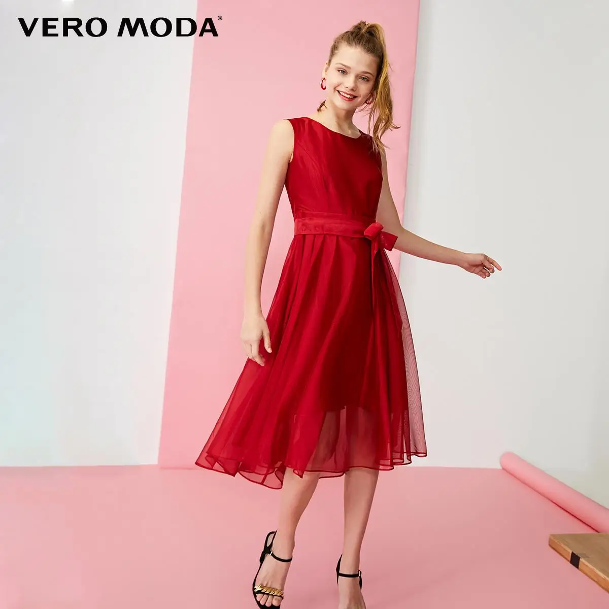diamant chance internettet Vero Moda Women Vintage Belt Sleeveless Mesh Patchwork Party Dress |  32017A505