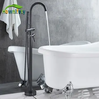 

Multiple Color Floor Standing Bath Faucet Mixer Single Handle Mixer Tap 360 Rotation Spout With ABS Handshower Bath Mixer Shower