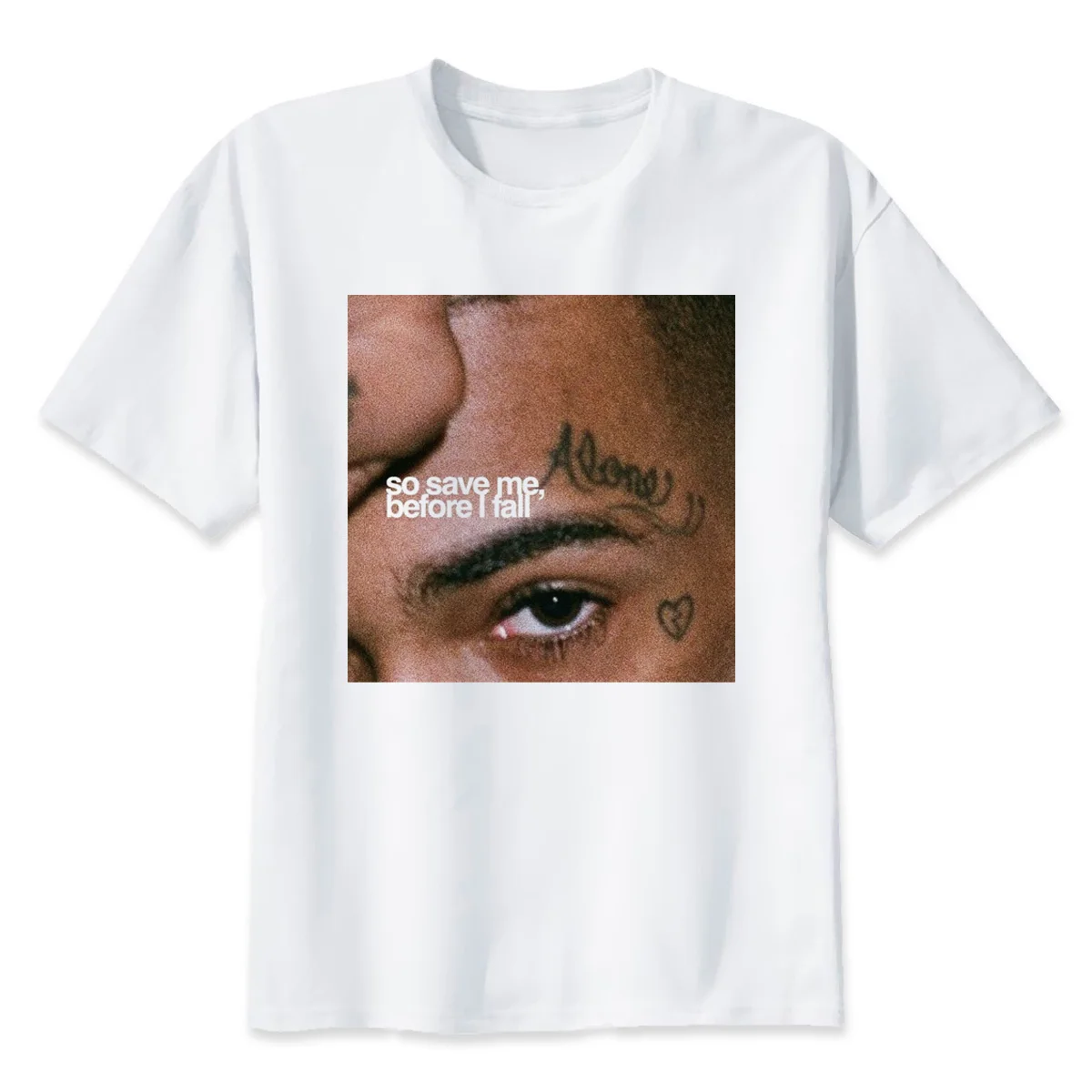Белый Футболка Для мужчин хип-хоп XXXtentacion, графичный Топ Качественный хлопок S-XL рубашки Для мужчин, реперские кепки T рубашку, таким образом сэкономить сначала со мной, прежде чем я упаду - Цвет: Белый