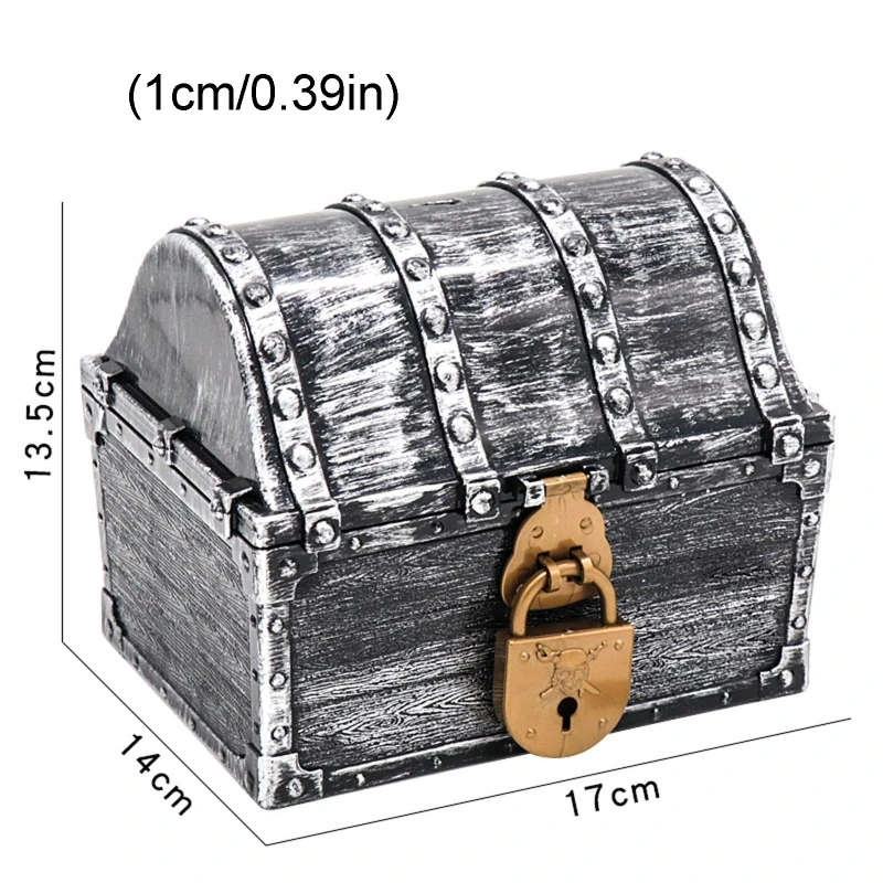 

Pirate Treasure Chest Box Gem Jewelry Trinket Keepsake Coin Cash Storage Case