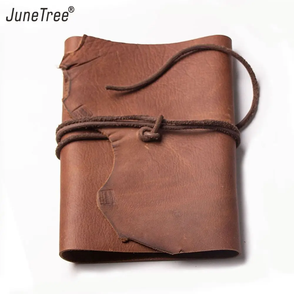 Junetree-original Artesanal Couro Genuíno Notebook a5 Vintage Retro Viagem Diário Diário Diário Bloco de Notas Presente de Aniversário Dia dos Namorados