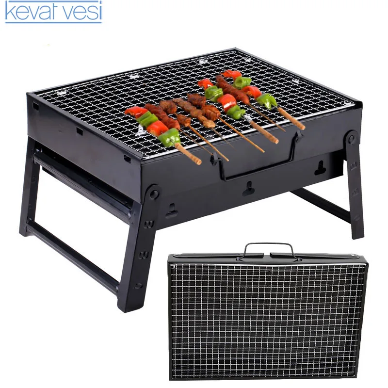 

Portable Folding Barbecue Grills Charcoal Grill For Picnic Black Steel Collapsible Barbecue Oven Outdoor Household BBQ Grill