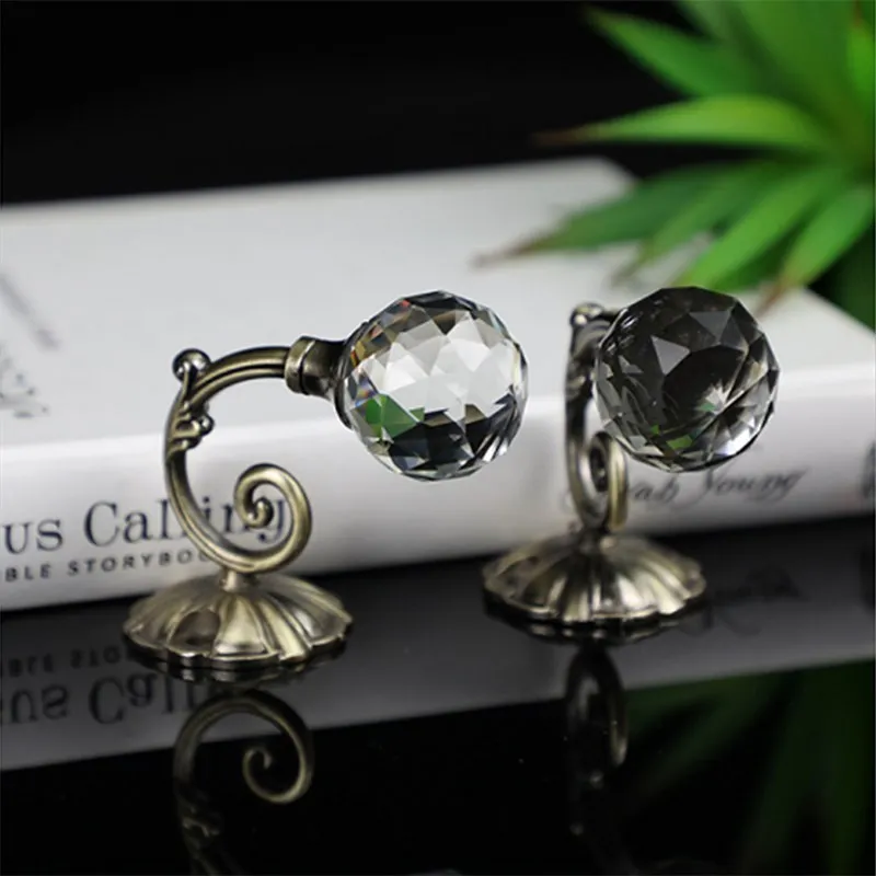 Ретро подарки сплав Хрустальный Шар Подвесной Держатель крючки для занавесок настенный галстук назад дома крючки 1 пара - Цвет: Bronze
