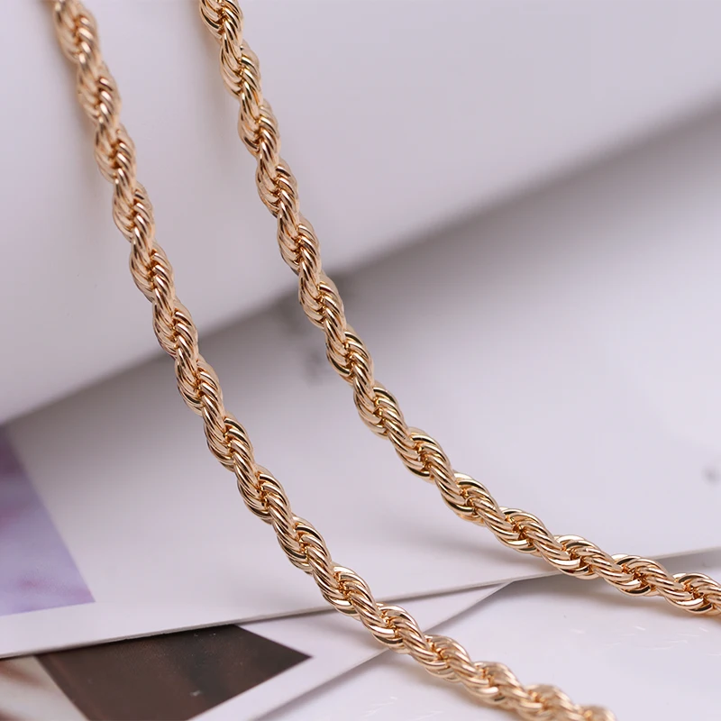 

XP Jewelry --( 60cm x 4 mm ) Lead and Nickel Free Chain Rope Necklaces for Men 18 k Yellow Gold Color