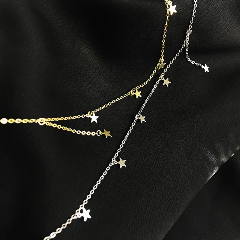 925 Sterling Silver Elegant Simple Multiple Stars Choker Necklace Gift For Girl Star Pendant Party Fine Accessories NK049 - Image 6