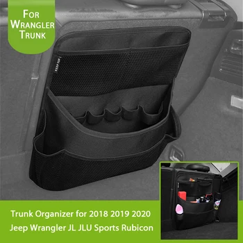 

Trunk Organizer for 2018 2019 2020 Jeep Wrangler JL JLU Sports Rubicon Backseat Storage Bags Black Cargo Net Storage Tool Kits