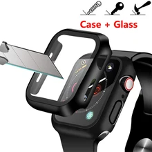 Case+Tempered Glass For Apple Watch 40mm 44mm Series 5 4 Screen Protector coverage Bumper case for iwatch Series 3 2 1 38mm 42mm