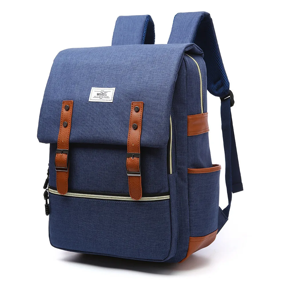 Модный винтажный рюкзак для ноутбука, женские холщовые сумки, мужские Оксфордские рюкзаки для путешествий и отдыха, Ретро Повседневная сумка, школьные сумки для подростков - Цвет: BLUE