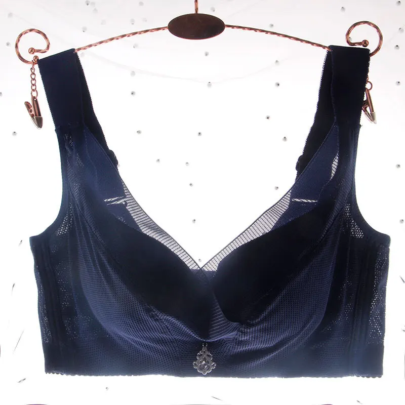 Navy blue VU189 горячая Распродажа бюстгальтеры пуш-ап тонкие чашки негабаритных Бралетт женские без подкладки дышащее Нижнее белье Бюстгальтеры - Цвет: Navy blue