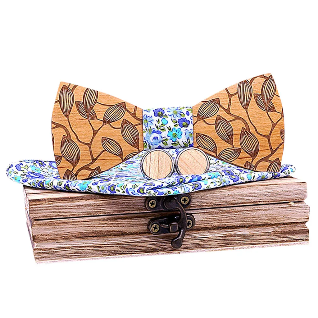 JAYCOSIN мужской галстук-бабочка деревянные аксессуары модный галстук-бабочка платок Набор шеи одежда бант свадебные вечерние полые резные и коробка