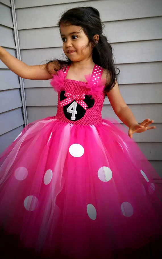Hot Girls Pink Minnie Tutu Dress Kids Crochet Tulle Straps Dress Ball Gown Children Birthday Party Costume Photography Dreeses girls dress princess costume