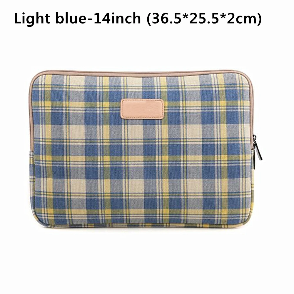 Light blue-14inch Модная клетчатая сумка для ноутбука 12 13 14 15 дюймов чехол для планшета - Цвет: Light blue-14inch