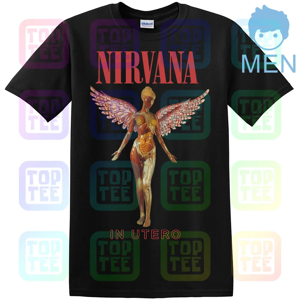 Футболка Nirvana-In Utero natur из хлопка Kurt Cobain - Цвет: MEN-BLACK