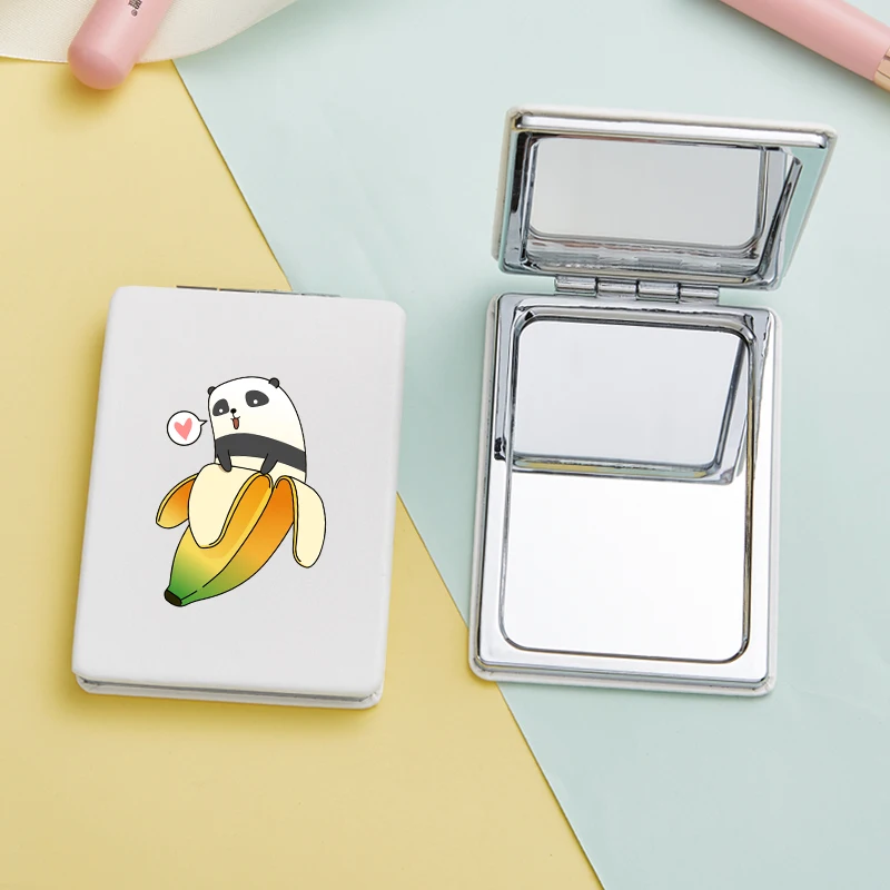 Cute Banana Mini Folding Double Makeup Mirror Cartoon Portable Small Pocket Compact Cosmetic Vanity Mirrors Espejo Girls Gift