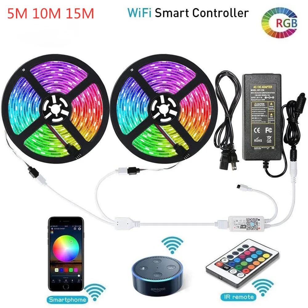 СВЕТОДИОДНАЯ лента SMD 5050 RGB с поддержкой Wi-Fi 12 в пост. Тока | Лампы и освещение
