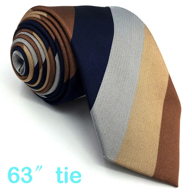 Extra Long Tie Мужские галстуки полосатые Разноцветные Шелковые модные классические деловой носовой платок свадебные галстуки для мужчин 6" Вечерние - Цвет: Extra Long Tie