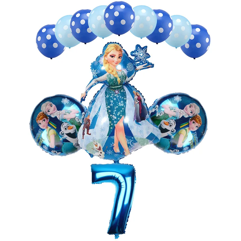 Seven years old 6 шт./компл. Эльзы и принцессы Анны из мультфильма «Холодное сердце» гелия Фольга воздушные шары на день рождения праздничные украшения: воздушные шары 32 дюймов синий номер шт/уп, Комплект Высокое качество - Цвет: Seven years old