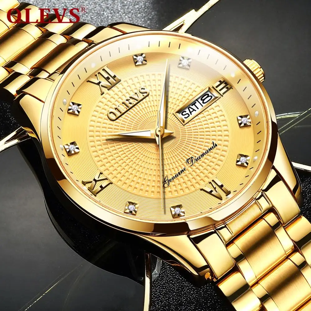 

men's automatic mechanical wristwatch luxury fashion casual trending brand tungsten steel watchband with double calendar clock