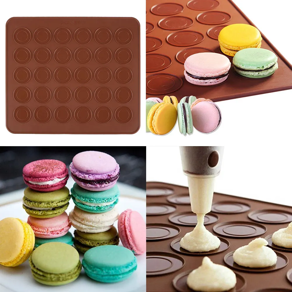 Силиконовые чехлы в форме печенья на мгновенной проявки Macaroon форма для выпечки печенья лист коврик DIY пресс-форм 30-полость